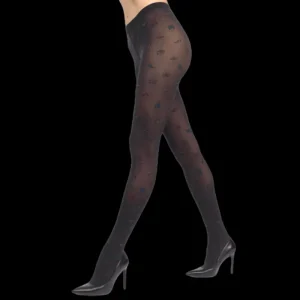 Femme Doré Doré Collants^Collant femme 60 deniers à motif papillons - Gris minerai