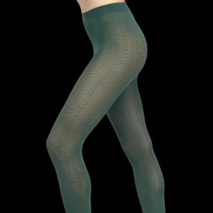 Femme Doré Doré Collants^Collant femme 60 deniers à motif géométriques - Vert thym