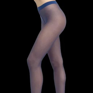 Femme Doré Doré Collants^Collant femme 20 deniers à motif géométriques - Bleu Caban