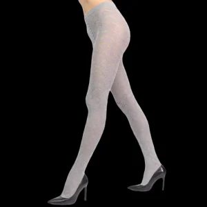 Femme Doré Doré Collants^Collant femme ajourés en coton et cachemire - Blan colombe