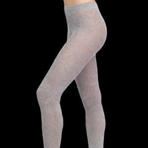 Femme Doré Doré Collants^Collant femme ajourés en coton et cachemire - Blan colombe