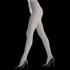 Femme Doré Doré Collants^Collant femme en coton égyptien et cachemire uni ajouré - Blan colombe