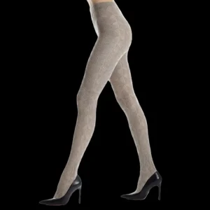 Femme Doré Doré Collants^Collant femme en coton égyptien et cachemire uni ajouré - Beige Sahara