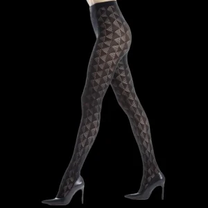 Femme Doré Doré Collants^Collant femme en coton égyptien et cachemire uni ajouré -