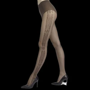 Femme Doré Doré Collants^Collant motif tribal - 20 deniers - Chocolat