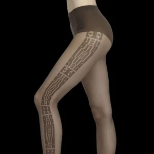 Femme Doré Doré Collants^Collant motif tribal - 20 deniers - Chocolat