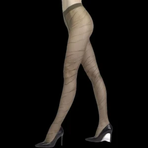 Femme Doré Doré Collants^Collant zébré - 20 deniers - Noir