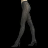 Femme Doré Doré Collants^Collants en coton ajouré avec motifs chevron - Gris