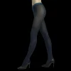 Femme Doré Doré Collants^Collants en coton maille unie - Bleu pétrole