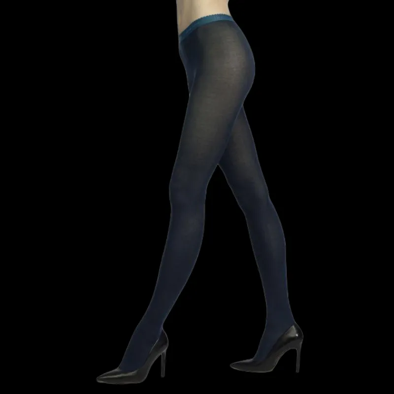 collants_en_coton_maille__0-4.webp Femme Doré Doré Collants^Collants en coton maille unie - Bleu pétrole