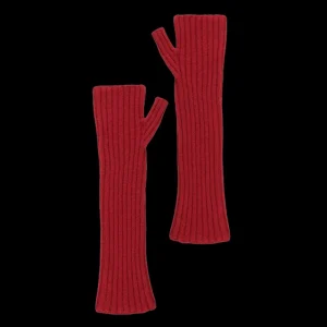 Doré Doré Gants^Gants longs unisexes unis en laine et cachemire sans doigts - Rouge Ponceau