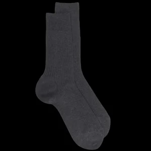 Homme Doré Doré Chaussettes^Lot de 7 chaussettes homme côtelées en pur fil d'écosse - Gris foncé