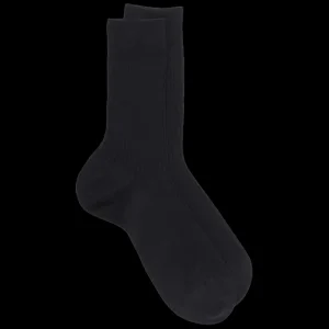 Homme Doré Doré Chaussettes^Lot de 7 chaussettes Homme côtelées en pur fil d'Ecosse - Bleu marine foncé