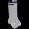 Enfant Doré Doré Chaussettes Hautes^Mi-bas coton enfant fantaisie à bandes - Gris