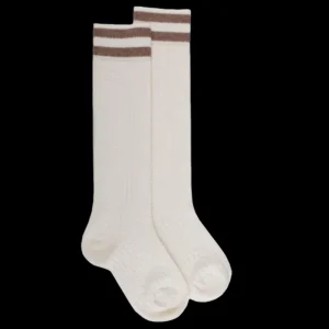 Enfant Doré Doré Chaussettes Hautes^Mi-bas coton enfant fantaisie à bandes -