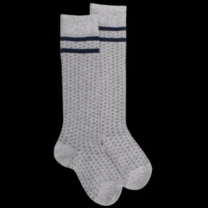 Enfant Doré Doré Chaussettes Hautes^Mi-bas enfant en coton avec motif tissés - Gris Rocheux
