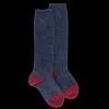 Enfant Doré Doré Chaussettes Hautes^Mi-bas enfant en laine polaire - Bleu Caban & Rouge pommard