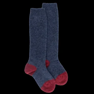 Enfant Doré Doré Chaussettes Hautes^Mi-bas enfant en laine polaire - Bleu Caban & Rouge pommard