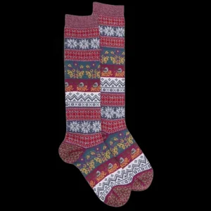 Femme Doré Doré Chaussettes Hautes^Mi-bas femme en laine à motif de Noël -