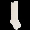 Femme Doré Doré Chaussettes Hautes^Mi-bas femme en laine et cachemire à motif torsadés - Blanc Givre