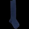 Homme Doré Doré Chaussettes Hautes^Mi-bas homme côtelés 100% fil d'écosse - Bleu marine
