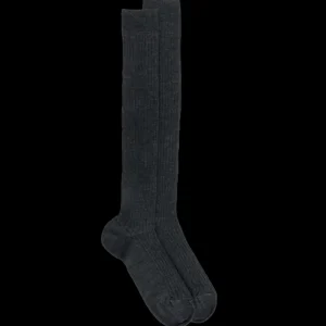 Homme Doré Doré Chaussettes Hautes^Mi-bas homme côtelés en laine mérinos - Gris foncé