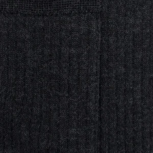 Homme Doré Doré Chaussettes Hautes^Mi-bas homme côtelés en laine mérinos - Gris foncé