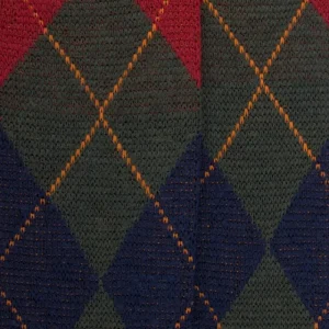 Homme Doré Doré Chaussettes Hautes^Mi-bas homme en laine mérinos et motifs jacquard - Vert thuya & bleu caban
