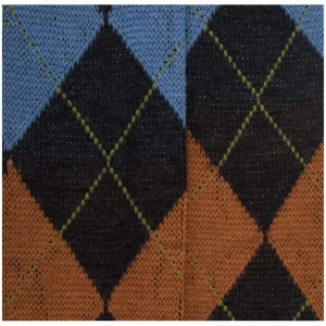 Homme Doré Doré Chaussettes Hautes^Mi-bas homme en laine mérinos et motifs jacquard - Gris anthracite & Cerise
