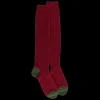 Homme Doré Doré Chaussettes Hautes^Mi-bas homme en laine polaire - Rouge pommard & Vert Campagne