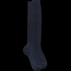 Homme Doré Doré Chaussettes Hautes^Mi-bas homme luxe en cachemire et soie - Bleu marine