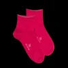 Femme Doré Doré Socquettes^Socquettes avec bord roulé en coton égyptien - Rouge Cerise