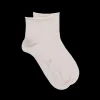 Femme Doré Doré Socquettes^Socquettes avec bord roulé en coton égyptien - Ecru