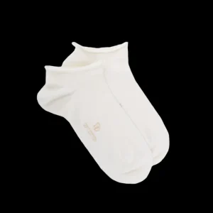 Femme Doré Doré Socquettes^Socquettes courtes avec bord roulé en coton égyptien - Givre