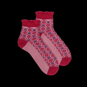 Femme Doré Doré Socquettes^Socquettes en viscose à motifs de fleurs pour femmes -