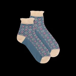 Femme Doré Doré Socquettes^Socquettes en viscose à motifs de fleurs pour femmes -
