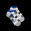 Enfant Doré Doré Socquettes^Socquettes enfant à carreaux en coton - Gris Rocheux & Bleu