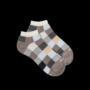 Enfant Doré Doré Socquettes^Socquettes enfant à carreaux en coton - Gris & Écru