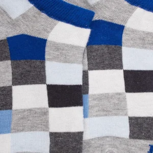 Enfant Doré Doré Socquettes^Socquettes enfant à carreaux en coton - Gris Rocheux & Bleu