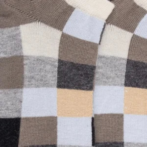 Enfant Doré Doré Socquettes^Socquettes enfant à carreaux en coton - Gris & Écru