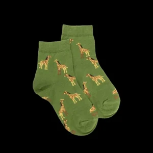 Enfant Doré Doré Socquettes^Socquettes enfant en coton à motifs girafes - Vert Campagne