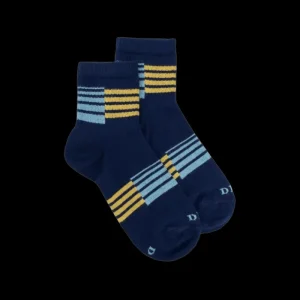 Enfant Doré Doré Socquettes^Socquettes enfant en coton à motifs rayures sportives - Bleu marine
