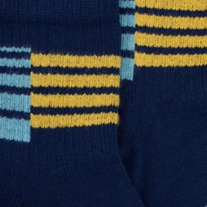 Enfant Doré Doré Socquettes^Socquettes enfant en coton à motifs rayures sportives - Bleu marine