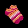 Femme Doré Doré Socquettes^Socquettes femme à rayures en coton avec effet brillant - Rose Flamboyant & Oranger