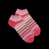 Femme Doré Doré Socquettes^Socquettes femme à rayures en coton avec effet brillant - Rouge Cerise & Rose Pétale