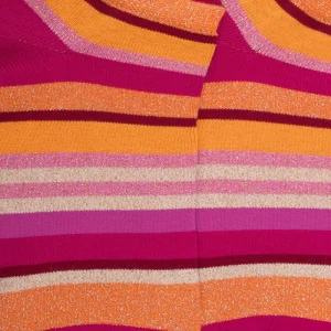 Femme Doré Doré Socquettes^Socquettes femme à rayures en coton avec effet brillant - Rose Flamboyant & Oranger