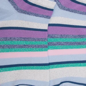 Femme Doré Doré Socquettes^Socquettes femme à rayures en coton avec effet brillant - Azuline & Blanc