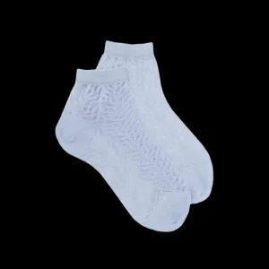 Femme Doré Doré Socquettes^Socquettes femme ajourées en fil d'Écosse - Bleu Vague