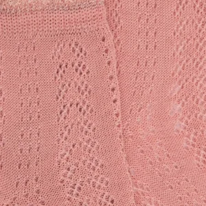 Femme Doré Doré Socquettes^Socquettes femme ajourées en fil d'Écosse avec bord-côte contrasté effet brillant - Rose Praline