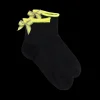 Femme Doré Doré Socquettes^Socquettes femme en coton avec noeud fluo